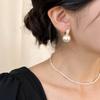 One-touch cubic king pearl drop ring honju hanbok earrings