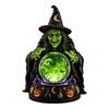 Unique Halloween Gift for Friends LED Lighted Faux Crystal Ball Decoration, Resin Witch/Skeleton/Cat/Ghost Figurine with Led Light