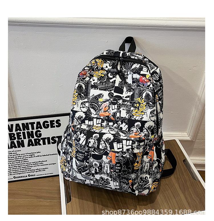 Schoolbag Graffiti School Bag Junior High School Student Backpack Simple Campus Backpack Fashion Trend Personalized Outdoor Travel Bag
