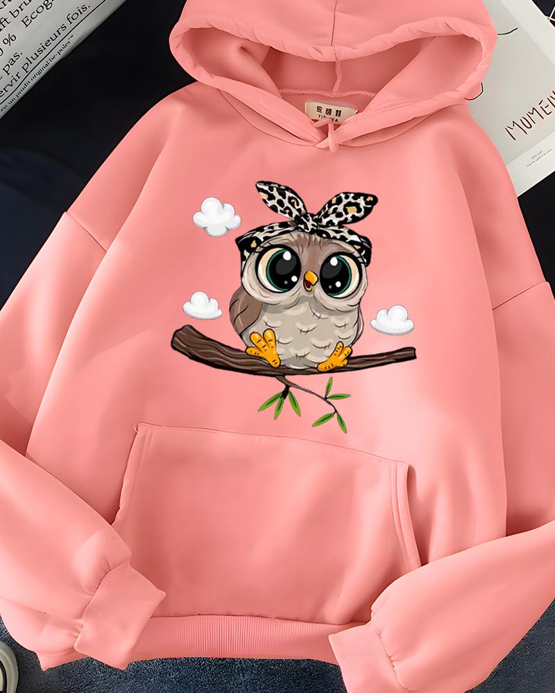 

Kawaii Owl Cartoon Print Hoodie Women s Sportswear Women s Sweatshirt Cute Pattern Women s Clothes 2025 New Graphic Retro Y2K 3XL