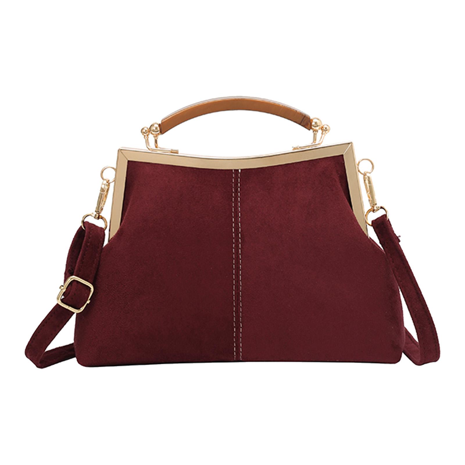 

Faux Suede Fashion Handbag Solid Color Prom Bag Lightweight Retro for Women Daily Use and Special Occasion червоний
