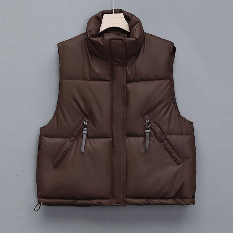 

New women s clothing temperament simple style army green stand-up collar cotton vest vest XXL кавовий