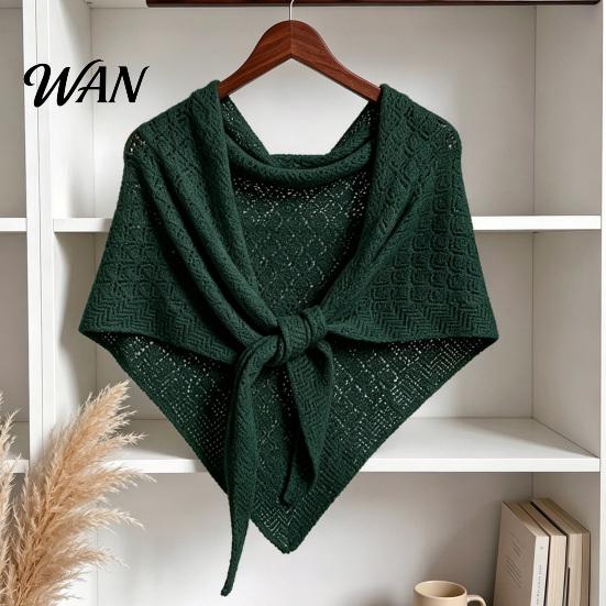 Travel Photography Shawl Women Knitted Triangle Shawl, Soft Wool Blend Pashmina Wrap, Lightweight Hollow Texture Scarf for Spring Autumn Layering And