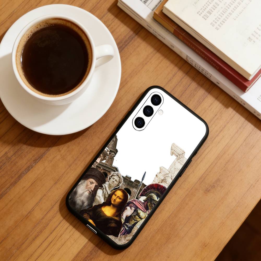 Renaissance Theme Phone Case For Samsung Galaxy A73,A72,A71,A70,A53,A52,A51,Soft Silicone Black Cover