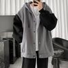 Men Cardigan Coat Autumn Korean Version of The Trend Splicing Loose Hoodie