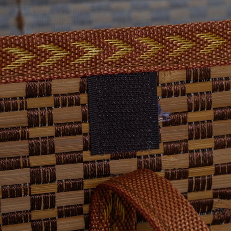 Folding Bamboo Woven Fruit Basket Handheld Handle Fruit Shopping Food Basket Picnic Food Storage Basket For Outdoor