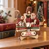 Retro Christmas Centerpieces Book Lover Gifts for Women, Just A Girl Who Loves Wooden Plaque, Winter Home Decor 2D Flat Reading Block Sign with Stand