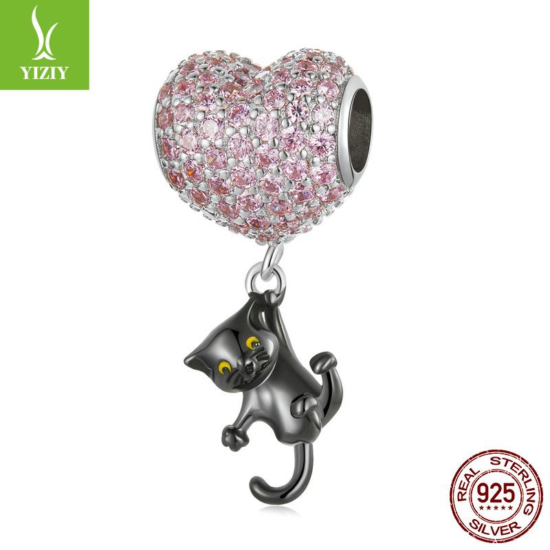 

Воздушный шар любви, Маленький черный кот с бусинами, Розовое сердце из бриллиантов, Сделай сам, Аксессуары из рассыпных бусин Scc2115