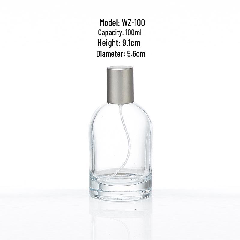 High-End 50ml Transparent Glass Perfume Bottle with Press Spray