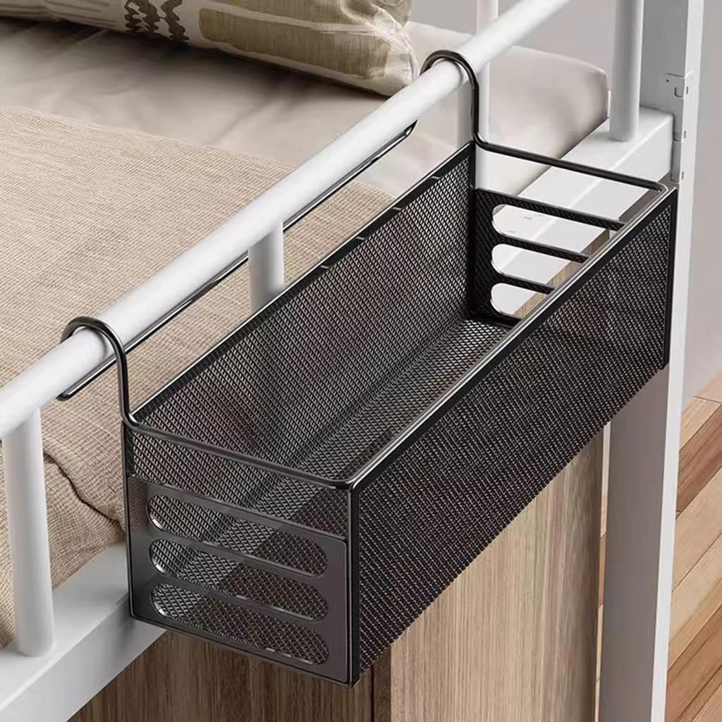 Bedside Hanging Storage Basket Shelf Organizer Rack for Dorm Bed & Bunk