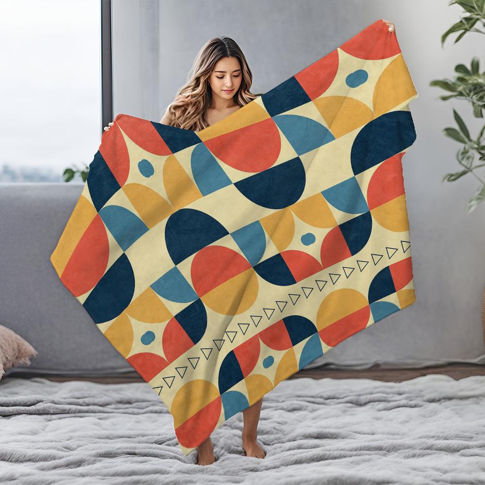 Geometric Pattern Blanket Sofa Bed Throw Cushion Cover Decorative Throw Blanket for Living Room Bedroom Kids Teens