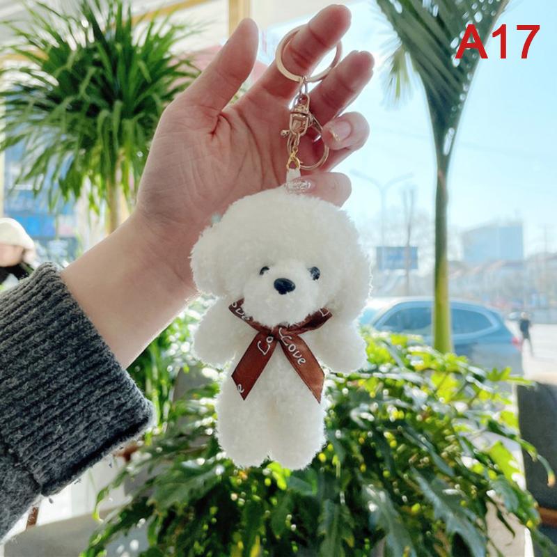 1ks krásný měkký plyšový medvídek klíčenka s roztomilým kresleným přívěskem na klíče