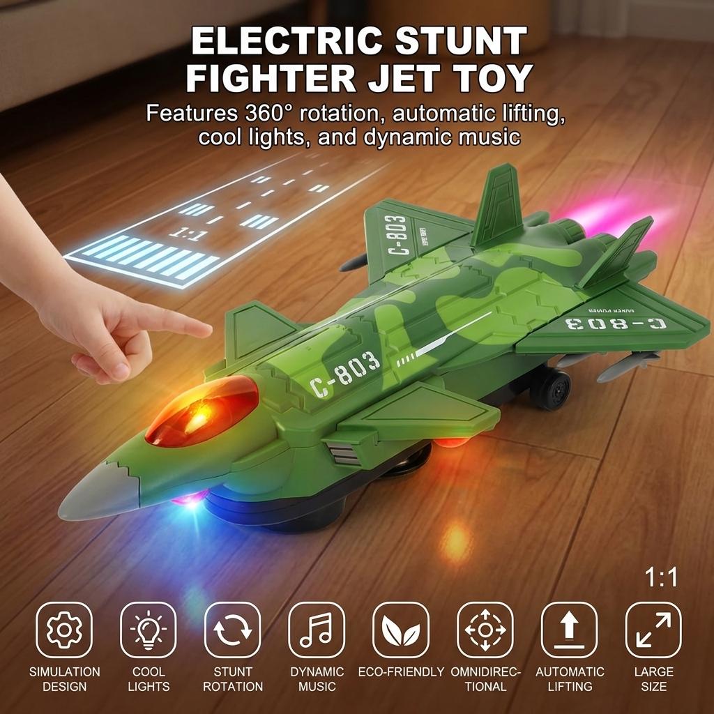 Electric Fighter Jet Toy for Kids 360° Rotation Stunt Model with Lift-Off Feature Durable ABS Plastic Remote Control Gift