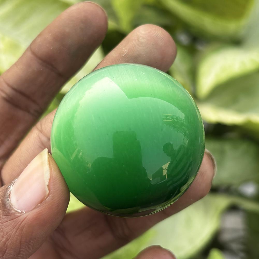 A+ Certified Natural GREEN Cat's Eye 471 Ct Round Cut Gemstone For Home Deco