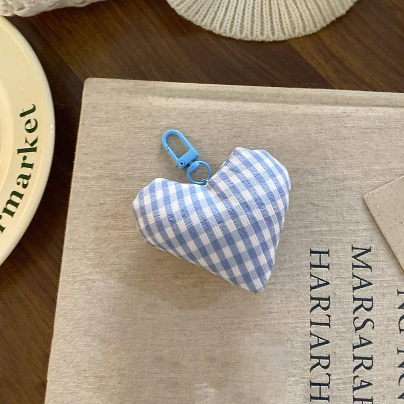 

Sweet Cute Checkered Bowknot Heart Keychain Pendant For Women Girls Simple Backpack Decoration Accessories Gifts