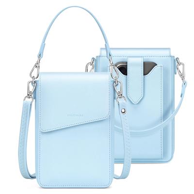 Leather Shoulder Bag with Wallet and Smartphone Popular and Includes Two Straps [nuoku] Women's Pouch, Cute, (Light Blue)