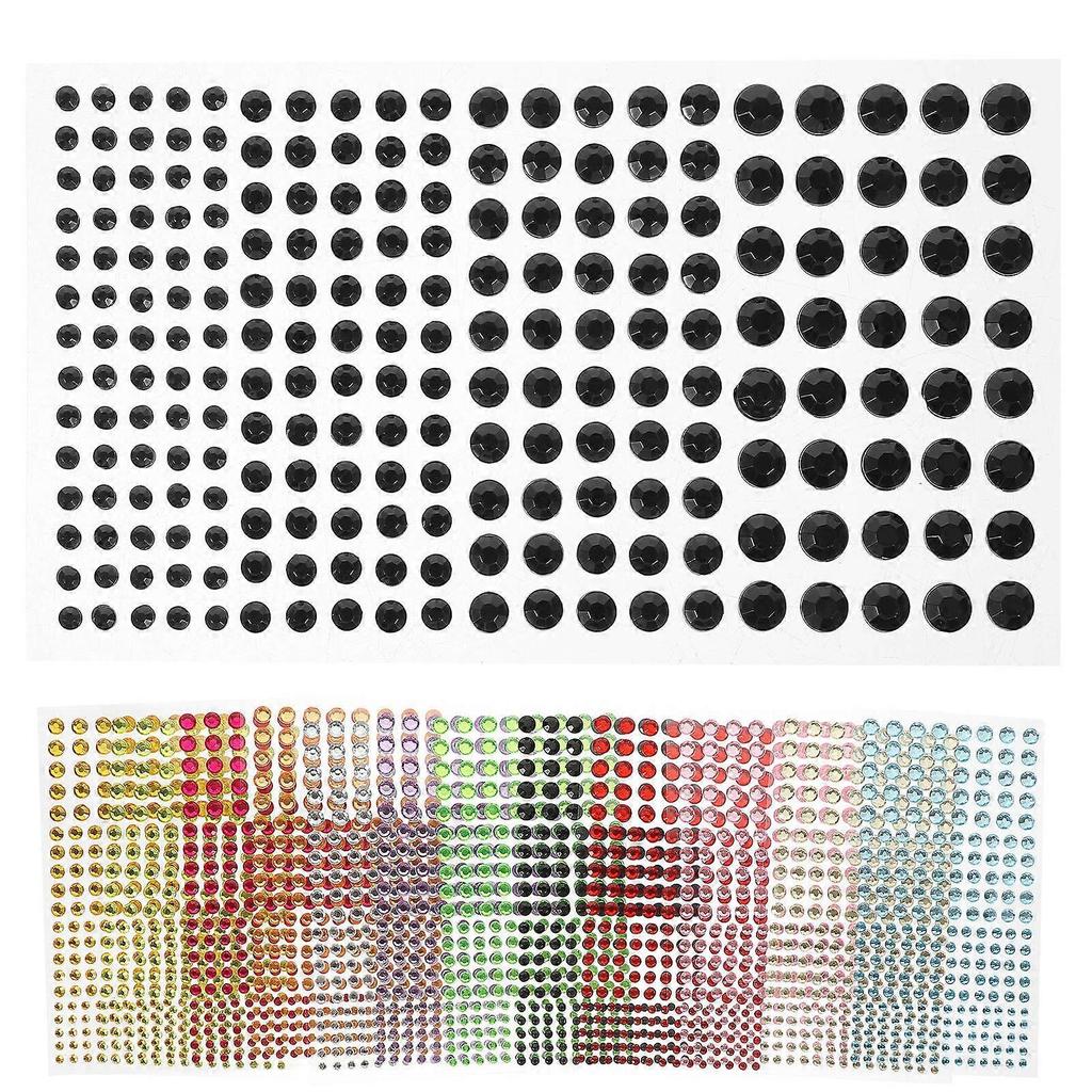 Face Rhinestones 12 Sheets Assorted Color Acrylic Festive Jewels Sticker for Decoration