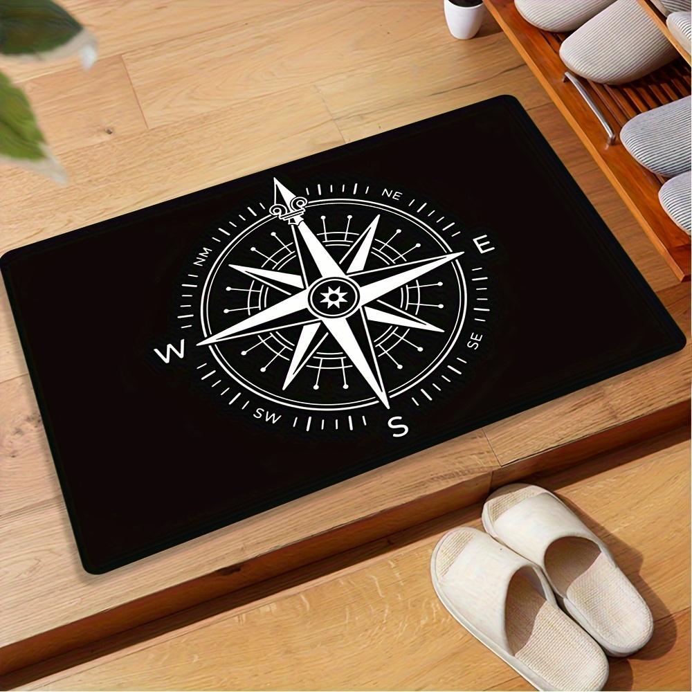 Nautical Compass Doormat Anchor Rudder Printed Small Carpet Non-slip Water Bathroom Kitchen Doormat Home Decoration 40x60cm
