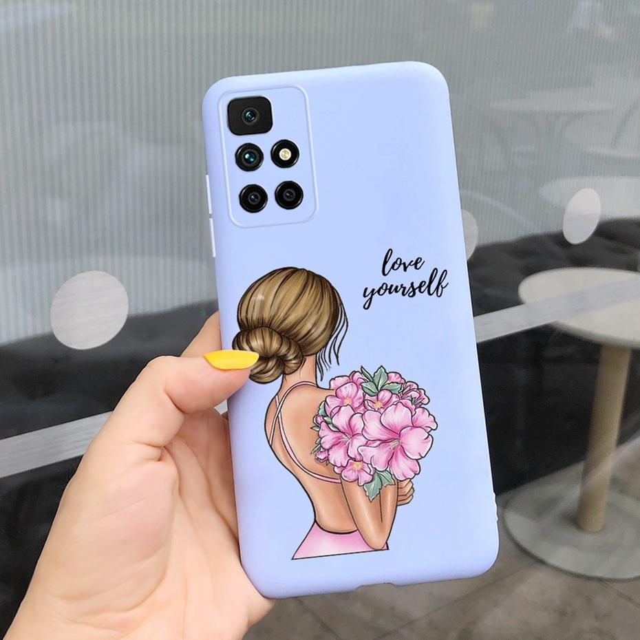 Case For Redmi 10 2022 Stylish Girl Flower Painted Cover For Xiaomi Redmi 10 Coque Fundas Redmi10 4G Soft Silicone Bumper
