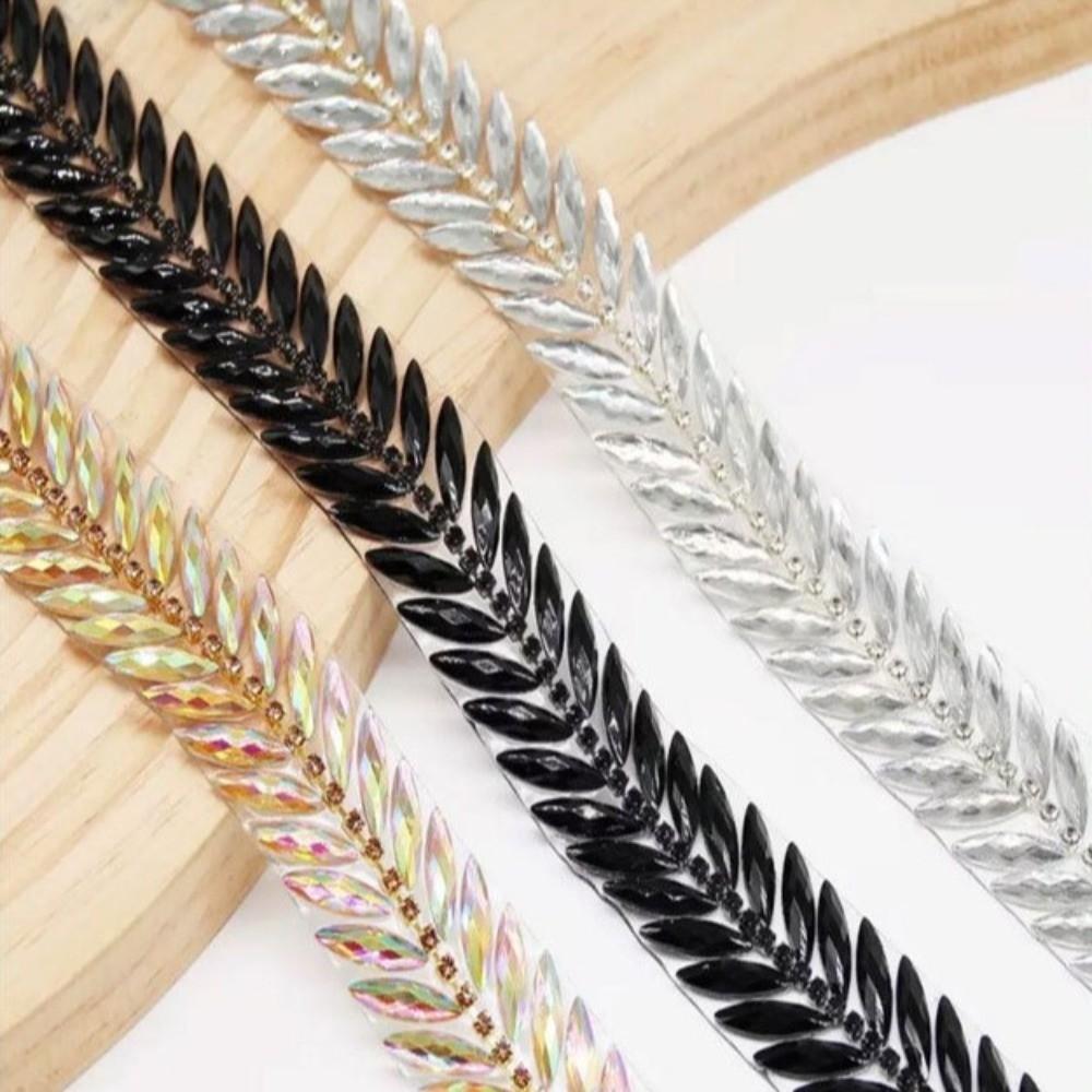 1 Yard Strassband Heißklebe-Strassband DIY Reparatur Dekoration Verzierband Perlen-Spitzenband Aufklebbare Harz-Strassband