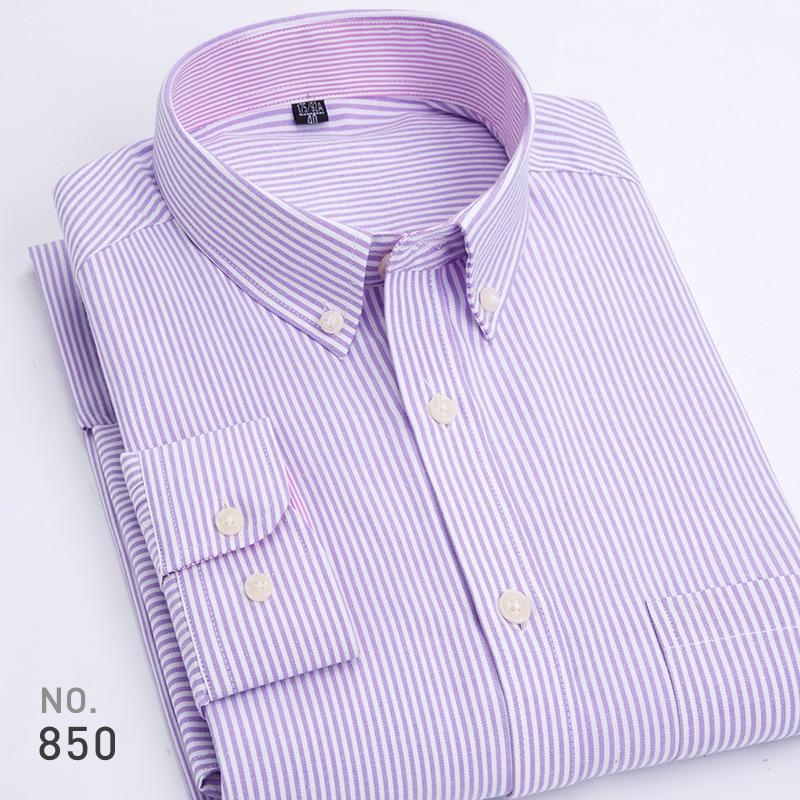 Trendy Korean-Style Striped Oxford Shirt for Young Men - Long & Short Sleeves Available