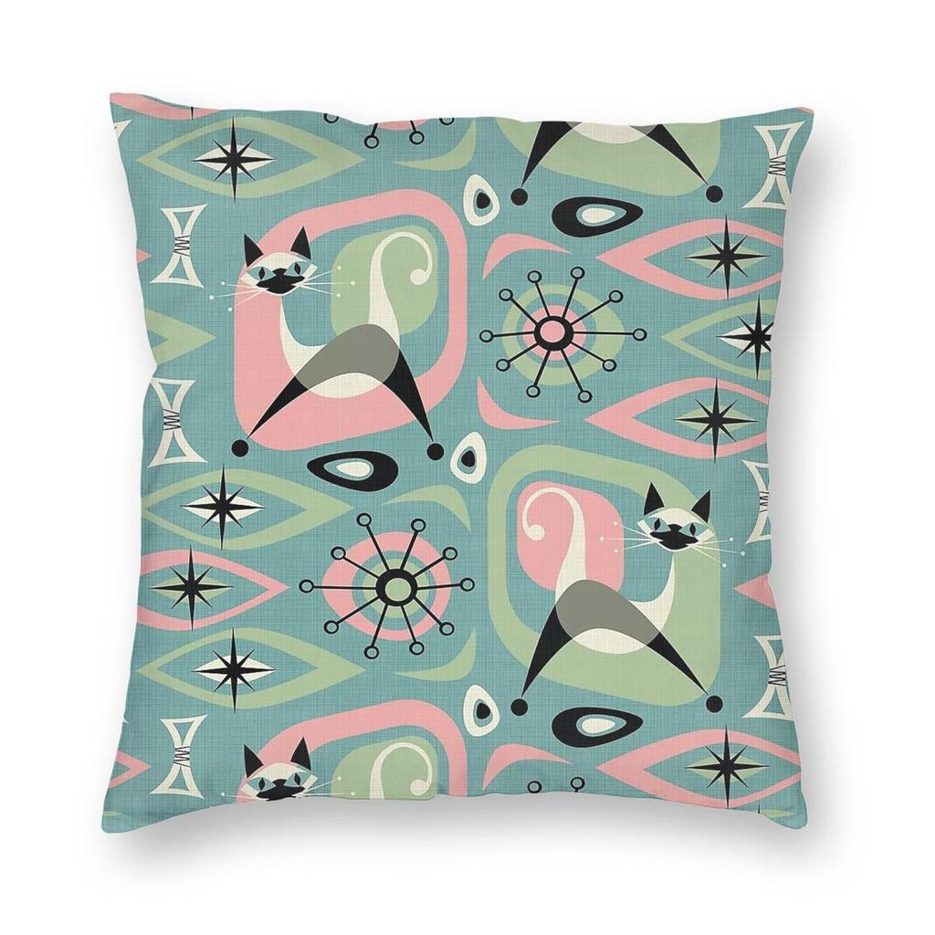 Siamese Cat Abstract On Blue Square Pillowcase Polyester Linen Velvet Pattern Zip Decorative Pillow Case Home Cushion Case