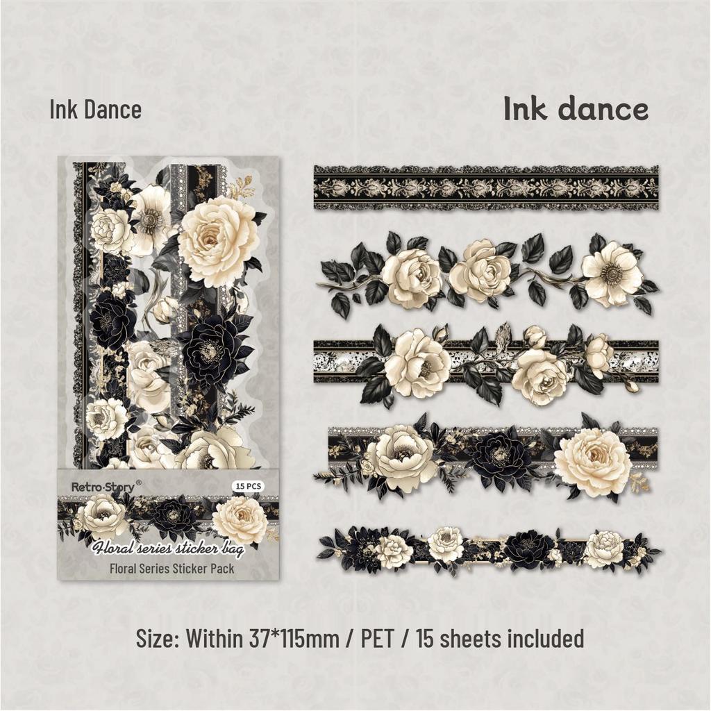 RetroStory Floral Lace Trim PET Stickers for Scrapbooking and Journaling