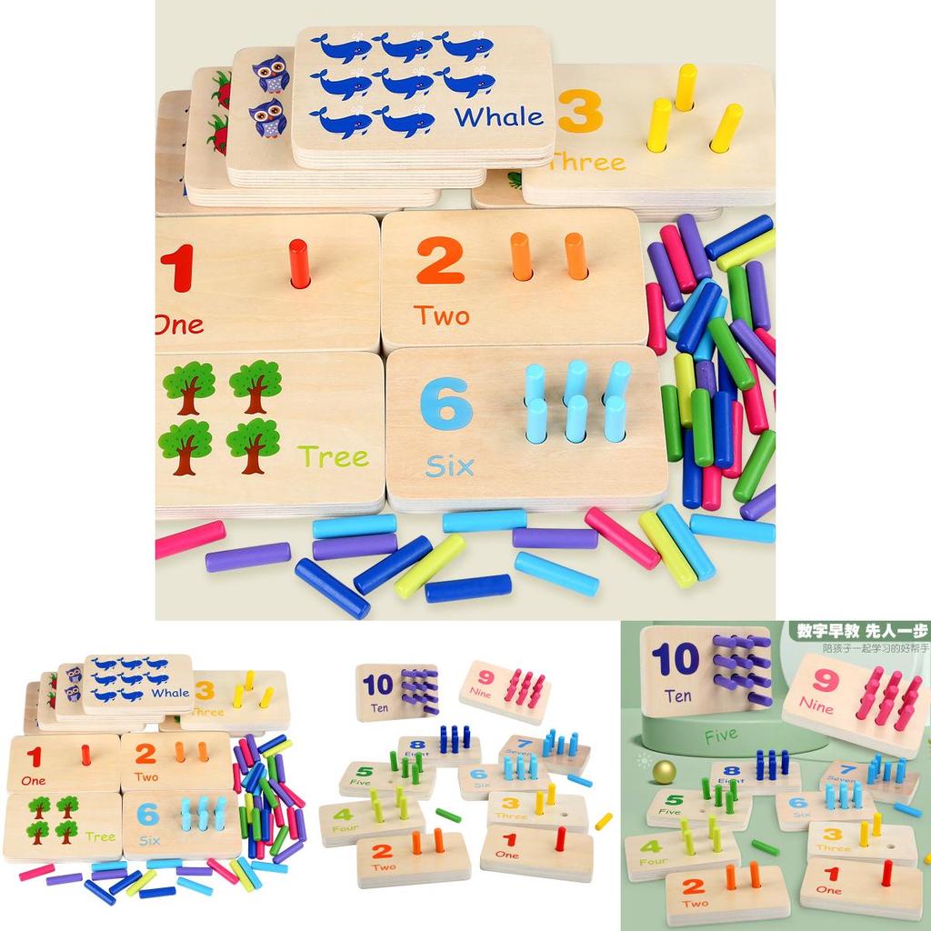 Wooden Montessori Math Learning Stick Color Recognition Matching Board Educational Toy For Early Childhood