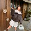 All-match Lambskin Cotton-padded Jacket Women's Short Lamb Wool Down Cotton-padded Jacket Winter Fur Collar Cotton-padded Jacket