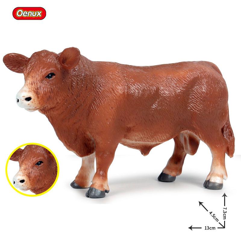 Oenux Simulation Cute Farm Animals Milk Cow Cattle Calf Angus Bull OX Buffalo Model Action Figures Educational Cute Toy Kid Gift