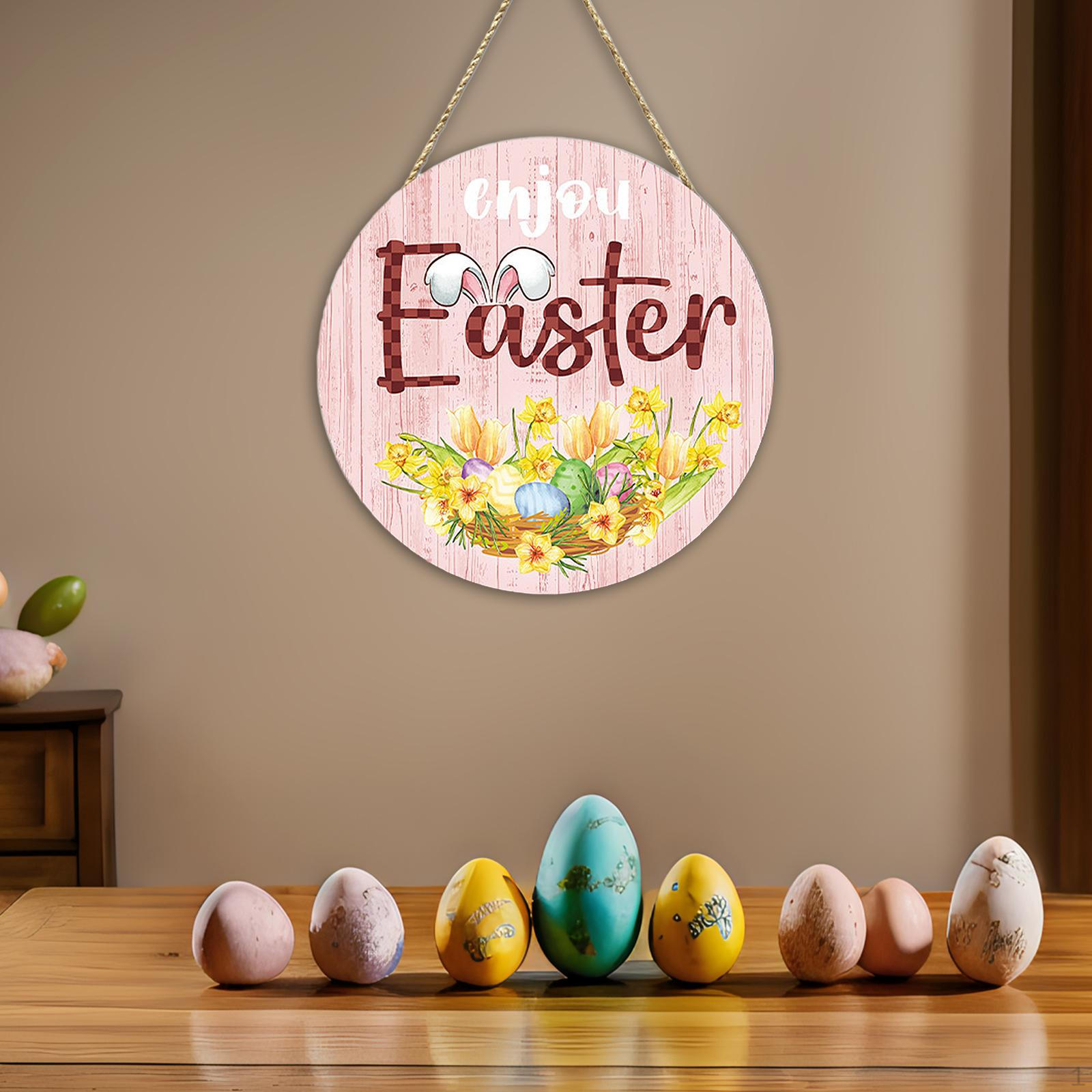 

-Door Sign, Easter Decorations, Versatile Wooden Hanging Door Hanger for Kitchen, Window, Style E