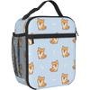 Lunch Box Cute Shiba Inu Dog Cartoon Reusable Lunch Bag with Shoulder Strap for Women Men Girls Boys Meal Tote Bag