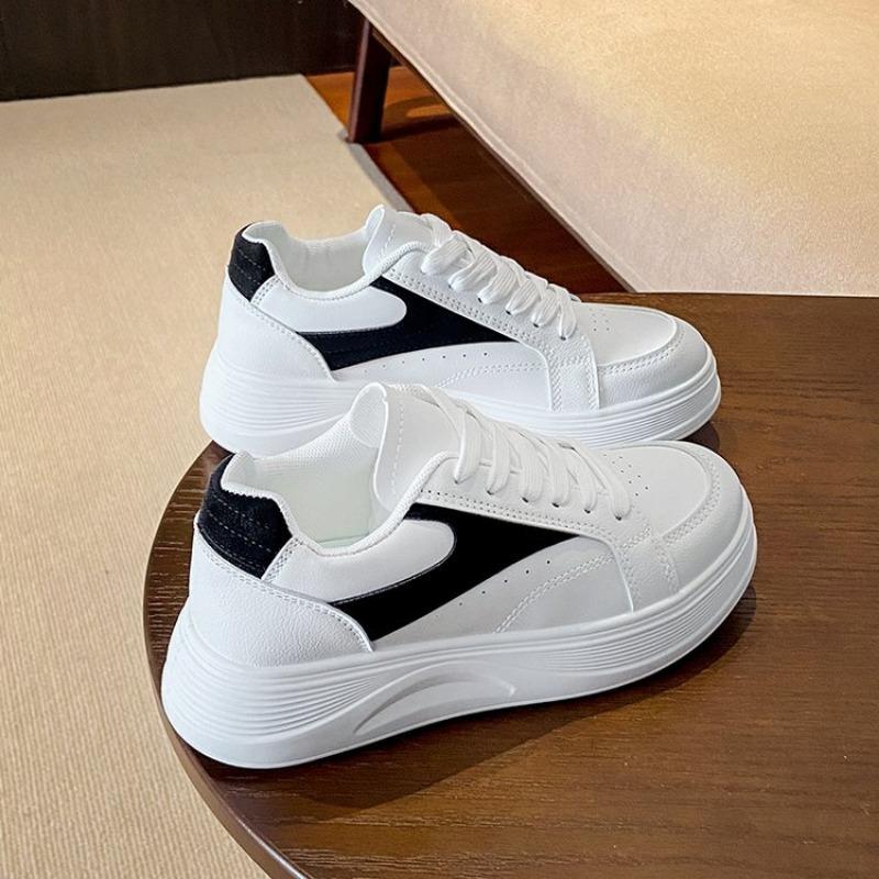 College style simple platform white shoes autumn new lace-up casual shoes student versatile board shoes women