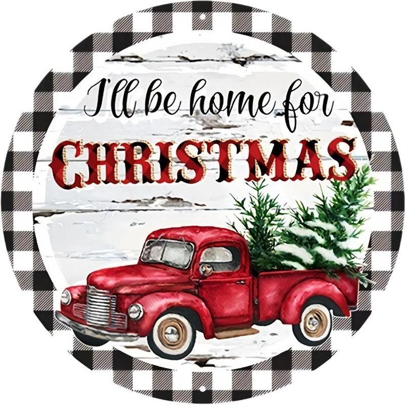 Hexenbesen Halloween Schild, Runde Aluminium Wandplakette 20x20cm