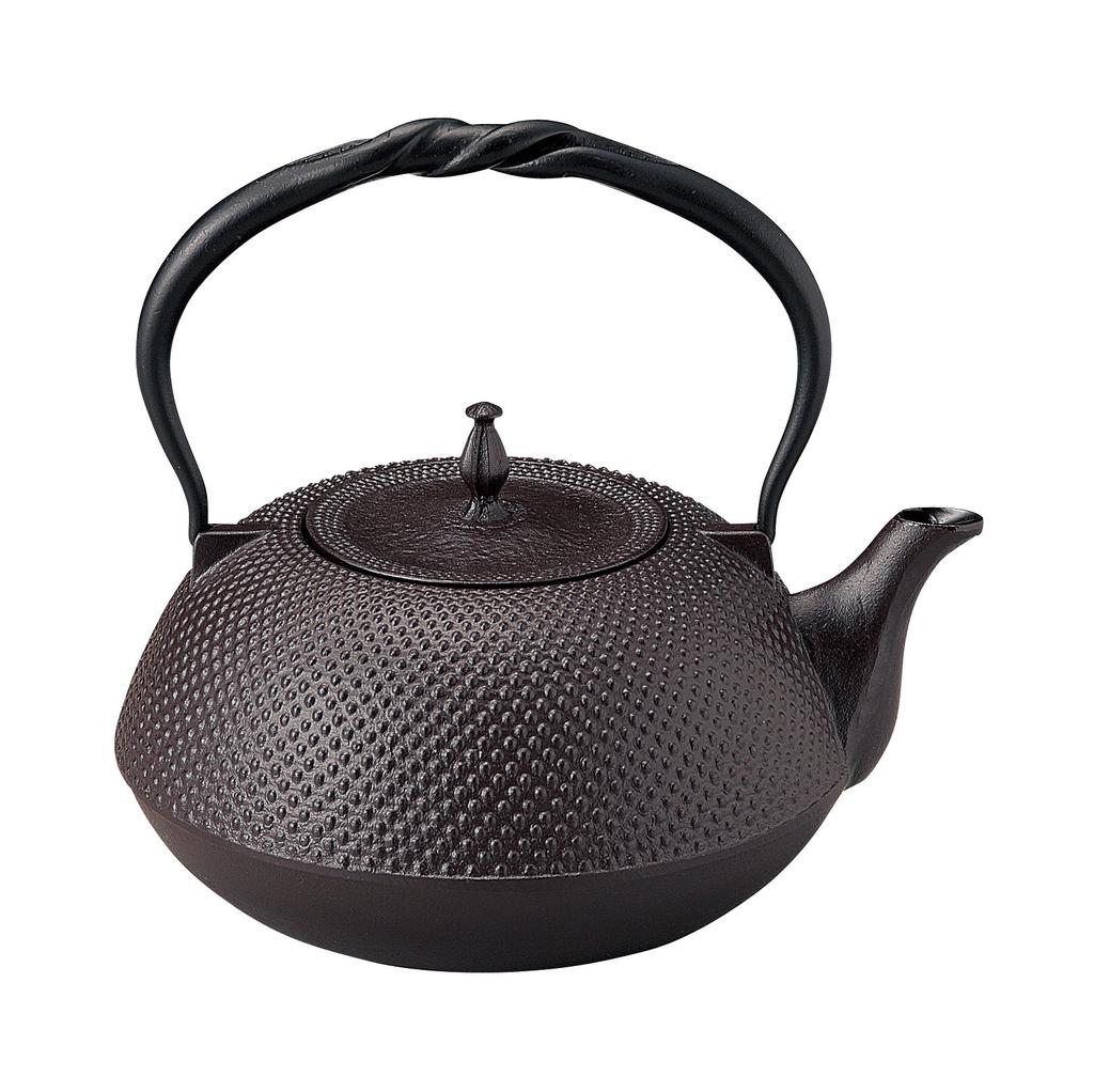 Tonami Shoten Nanbu Iron Flat Arare Twisted Pattern Black Kettle, (Brown), 1.6L, 99-10,