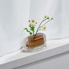 Ash Concept (h concept) +d MICHI-KUSA Oval Crystal D-372-CL Flower Vase, Compact, for Fresh Flowers, Kenzan (flower frog)