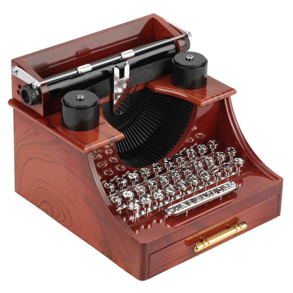 Mini Vintage Style Creative Retro Typewriter Clockwork Music Box Gift Table Decoration