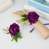 6Pcs Wrist Rose Corsages for Wedding Ceremony Anniversary Proms Party, Rose Boutonniere for Bride and Proms Party Suits