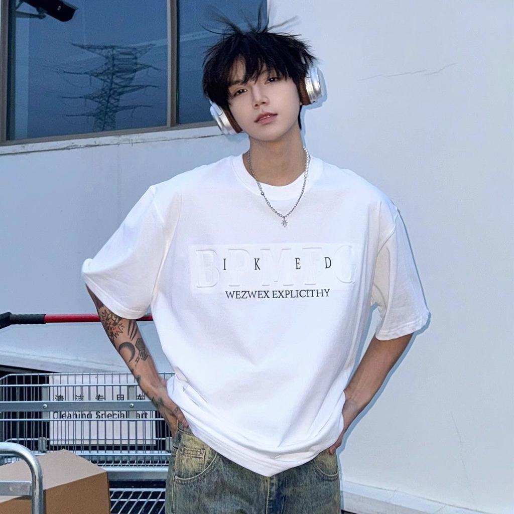 Men's Clothing Cool Stylish Printed Letter Short Sleeve Summer Casual T-Shirt Loose Fit Breathable Comfortable Everyday