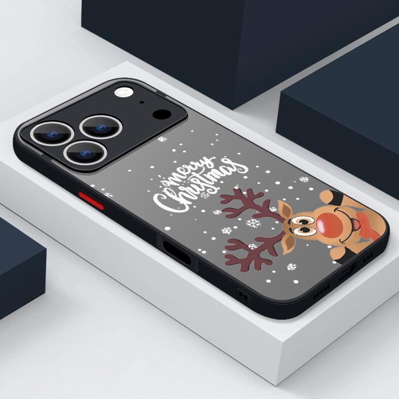 For iPhone 17 Pro Max Case Christmas Elk Snowman Hybrid TPU+PC Cover For iPhone 13 15 14 12 11 17 Air Funda iPhone 16 Pro Max