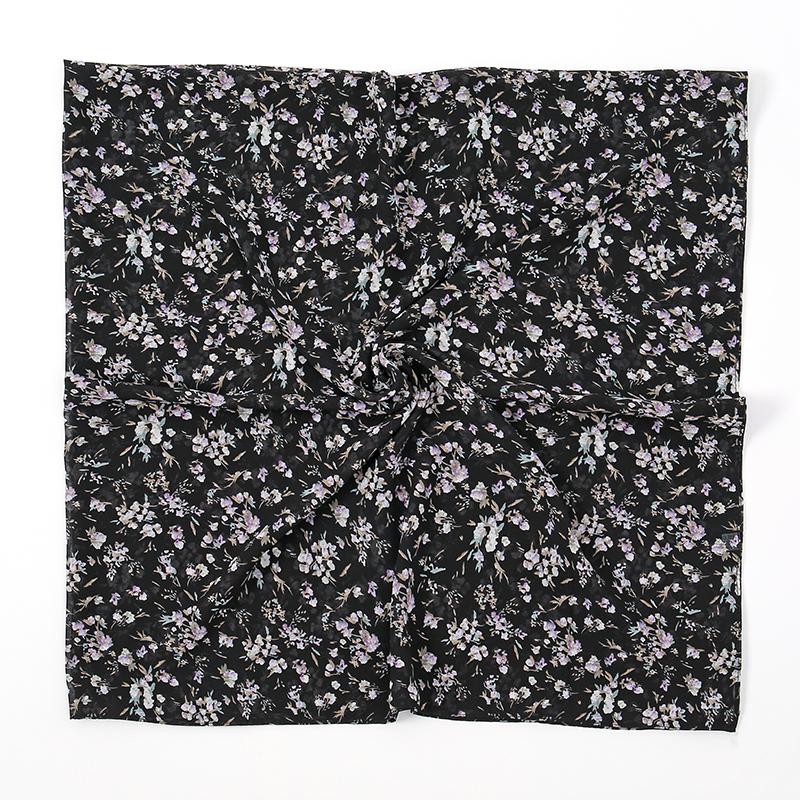115cm Floral Printed Square Scarf Chiffon Headband Scarf For Muslim Woman Hijabs Shawls Lady Elegant Wraps Ethnic Islam Turban