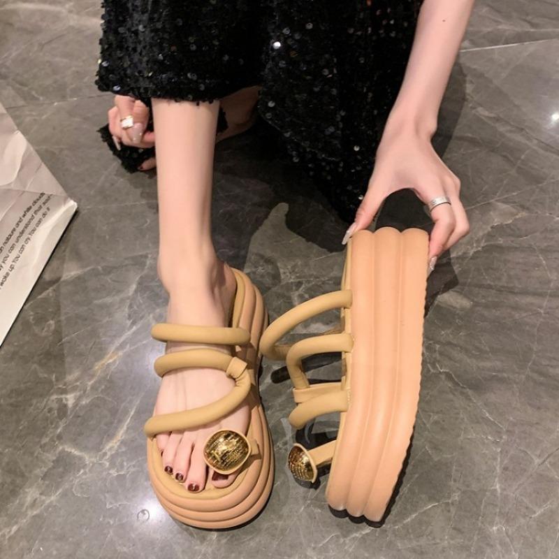 Fashion Outdoors Women Clip Toe Chunky Platform Sandals High Heels Gladiator Slippers Woman Trendy Summer Beach Leisure Flip Flops 7CM
