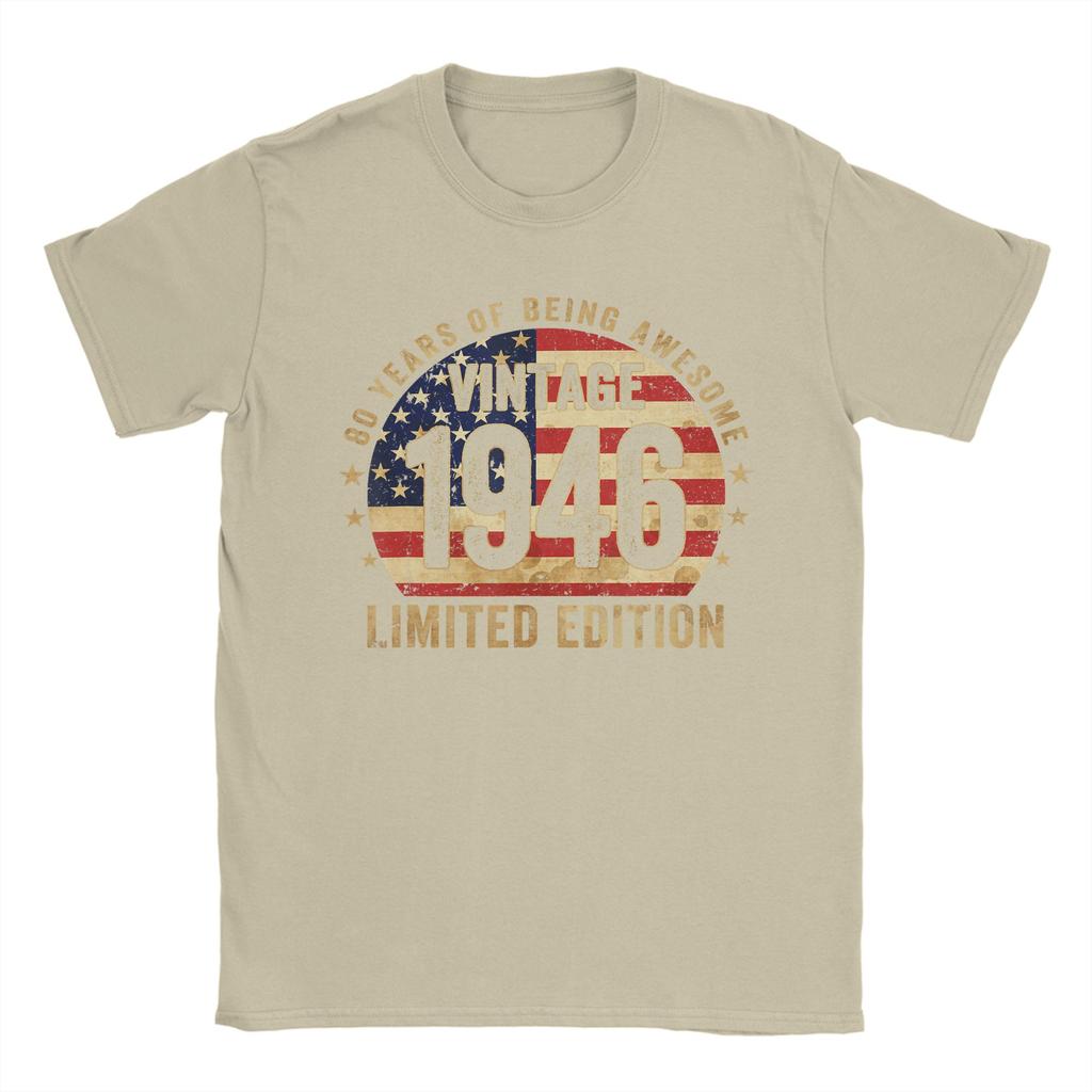 Vintage Made In 1946 American Flag 80th Birthday 80 Year Old TShirt Harajuku TShirts Tops Summer Cotton Plus Size 5XL Tees