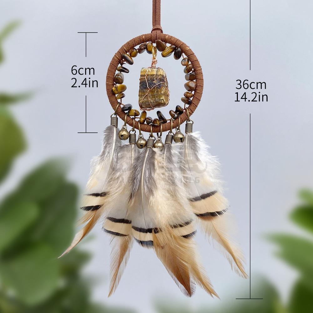 Crystal Stone Dreamcatcher Car Pendant Retro Car Hanging Ornament  Car Interior Decoration