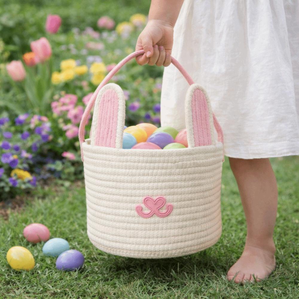 Cotton Rope Easter Egg Basket Cartoon Snacks Candy Storage Basket  Easter Holiday Party