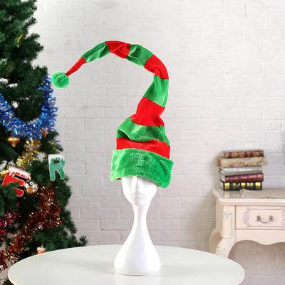 Weihnachtsmütze Langer Biegsamer Gestreifter Filz Plüsch Weihnachtsmann Mütze Weihnachten 60cm