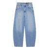 2025 Frühling Damen Hellblaue Mid-Waist Tapered Jeans mit Gebogener Seitennaht