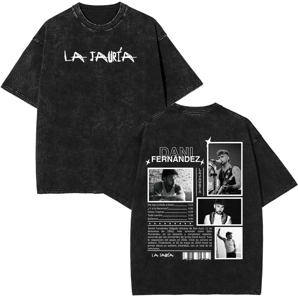 

Rapper Dani Fernandez La Jauria Graphic Vintage Washed Tshirt Men Women Fashion T Shirts Casual Loose Cotton Comfort Tshirts M