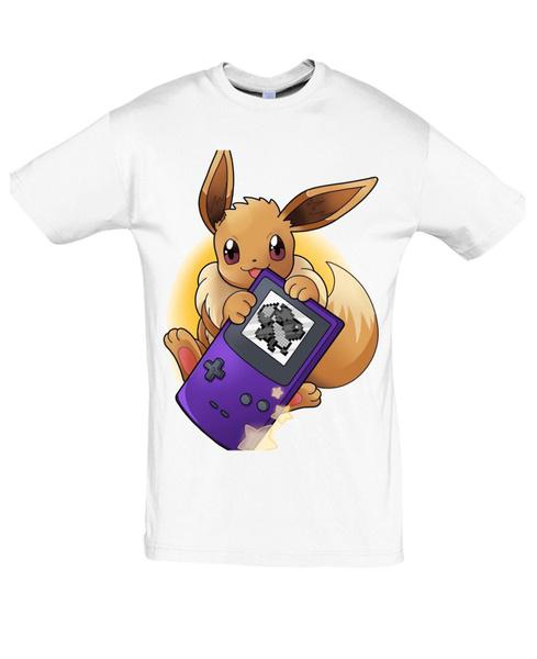 

футболка с принтом комиксов gameboy eevee pokemon