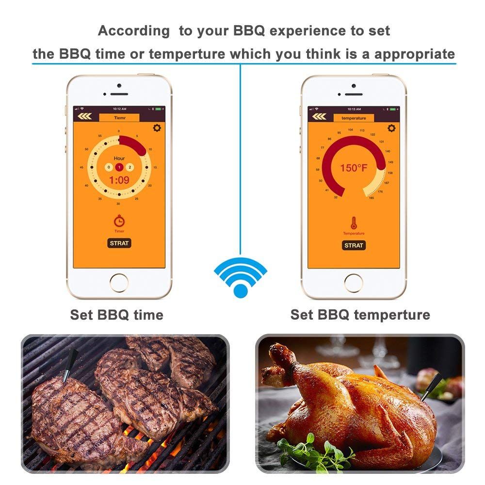 Wireless Meat Food Thermometer for Oven Grill BBQ Steak Turkey Smoker Kitchen Smart Digital Bluetooth Barbecue Gifts MeatChamp
